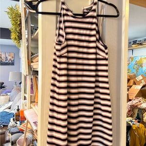 Anne Klein Black and White Striped Midi Dress